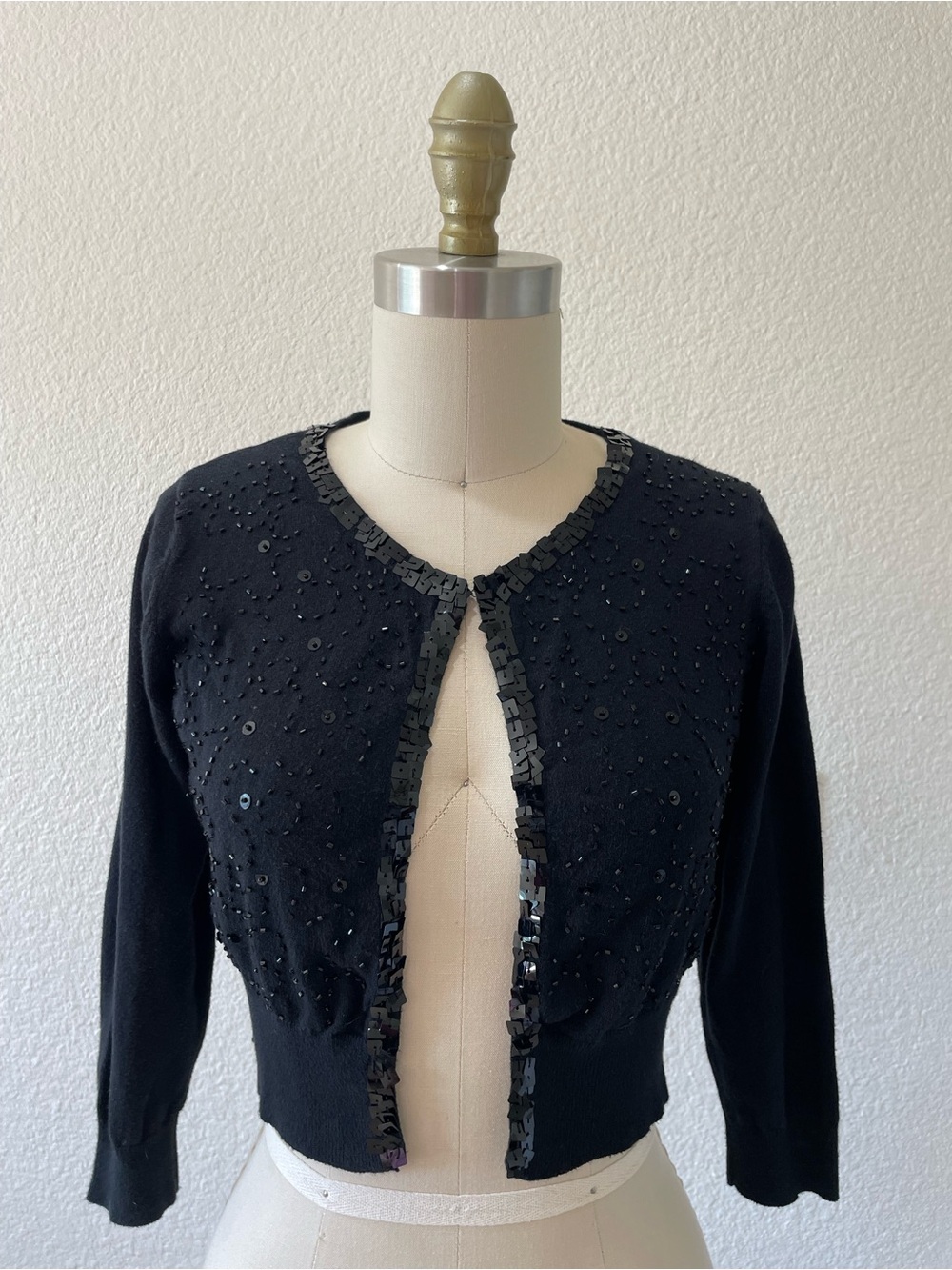 Forever 21 Black Sequin Cropped Cardigan